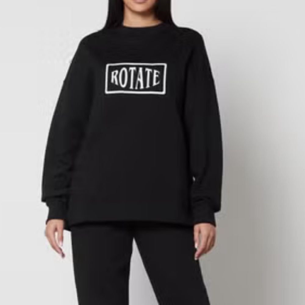 Rotate Sunday Logo Embroidered Cotton Jersey Sweatshirt Black Size Large